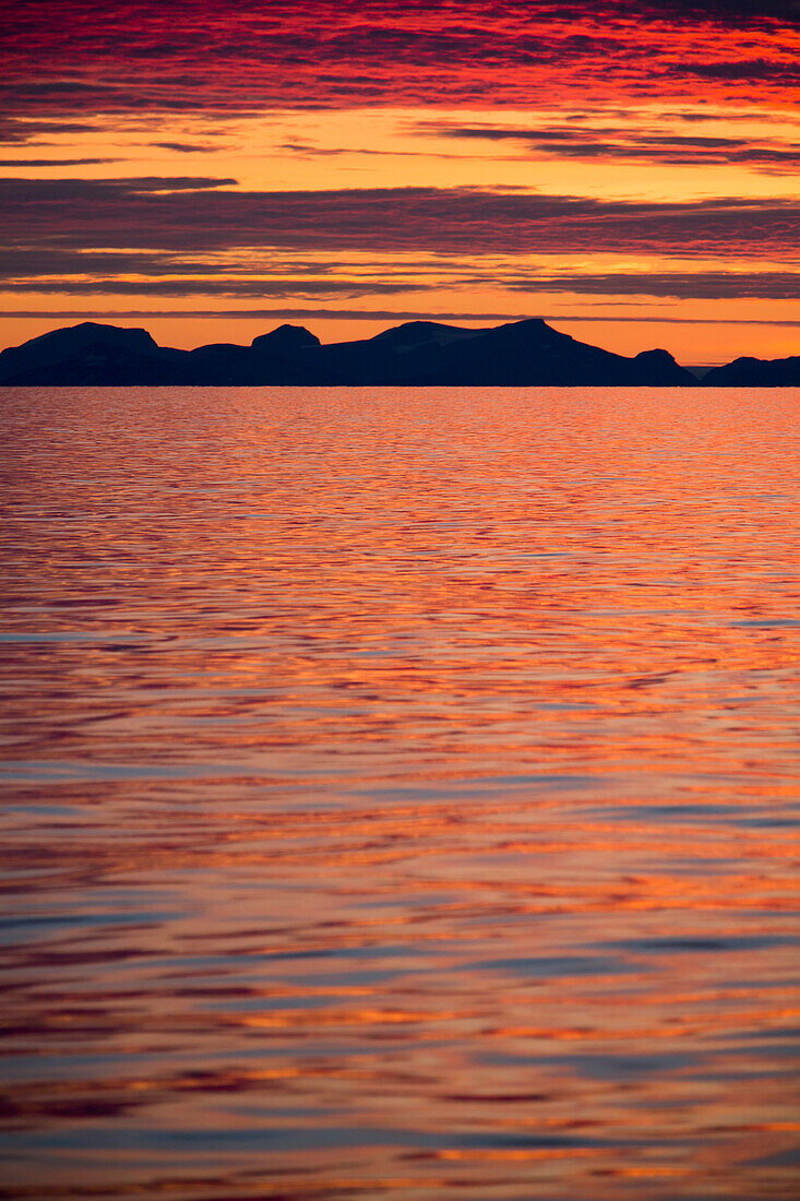 Sunset during late summer on west coast, Greenland