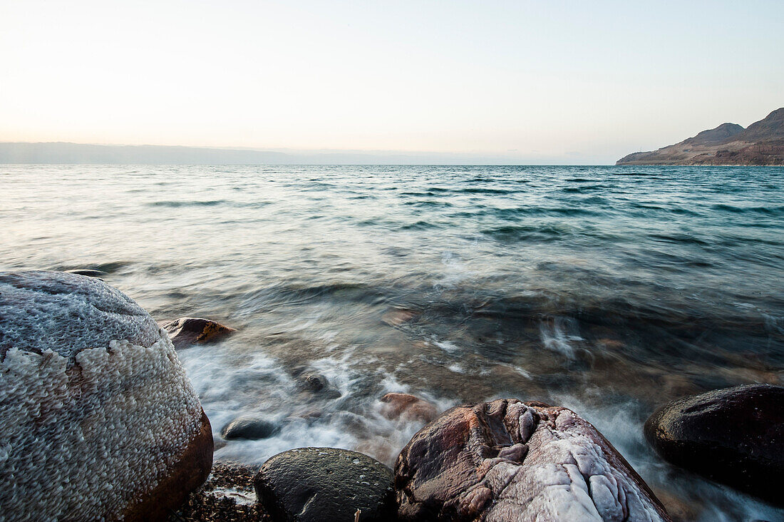 Salt encrusted Stone at Dead Sea, Jordan, Middle East