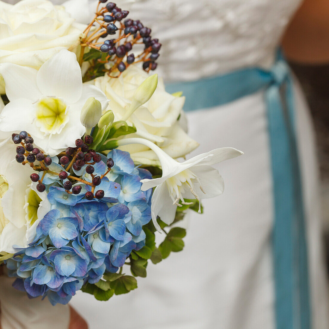 bride with bridal bouquet, Germany