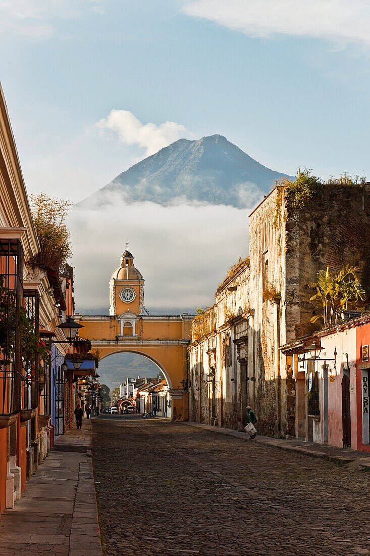 santa catalina arc and volcano of water in antigua. guatemala