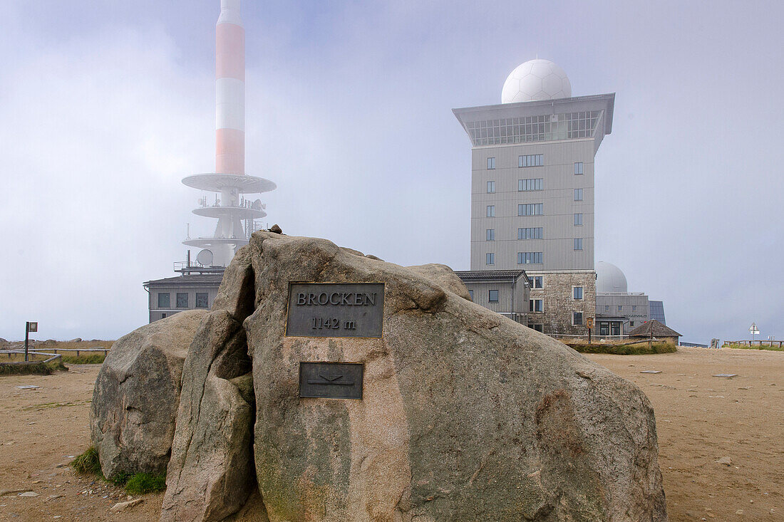 Transmitter on the Brocken summit, Harz, Saxony-Anhalt, Germany, Europe