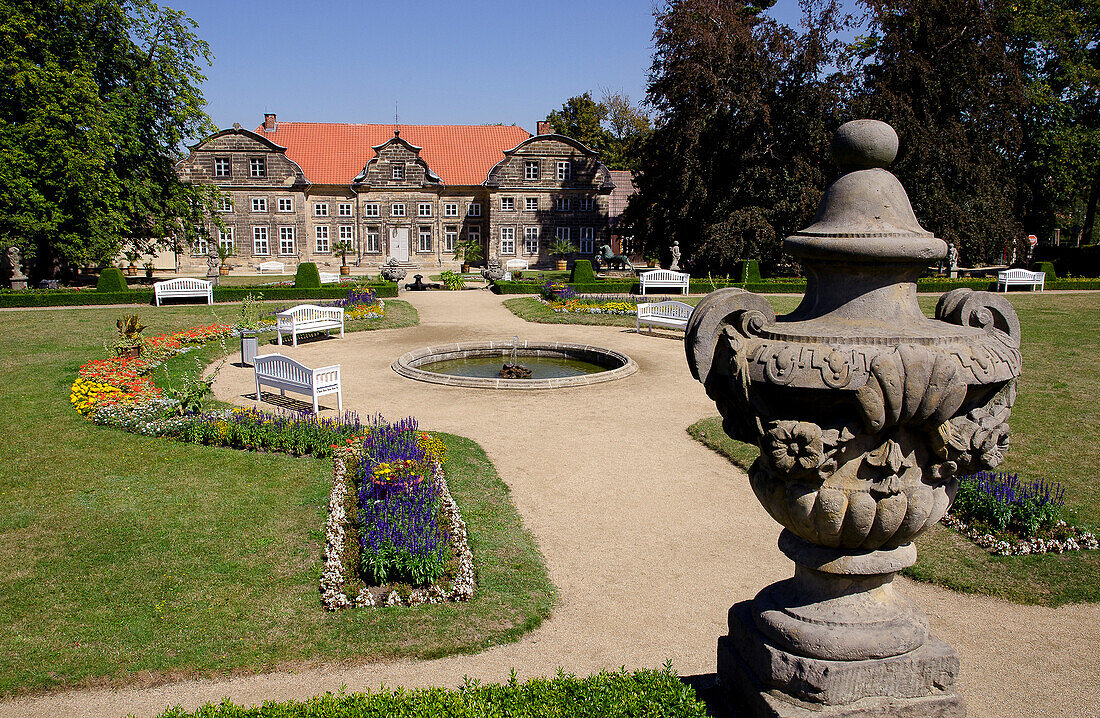 Manor house with baroque garden, Blankenburg, Harz, Saxony-Anhalt, Germany, Europe