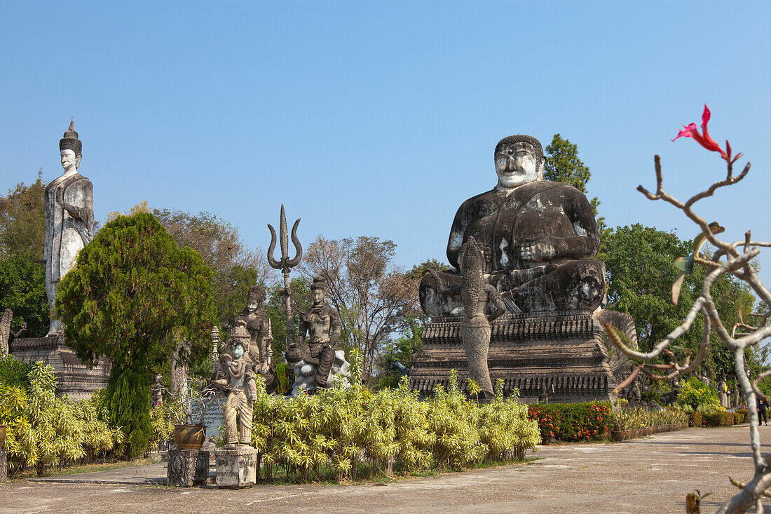 Buddhistic sculptures in Sala Kaeo Ku Park near Nong Khai at the Mekong River, Isan region, Northeast of Thailand, Asia