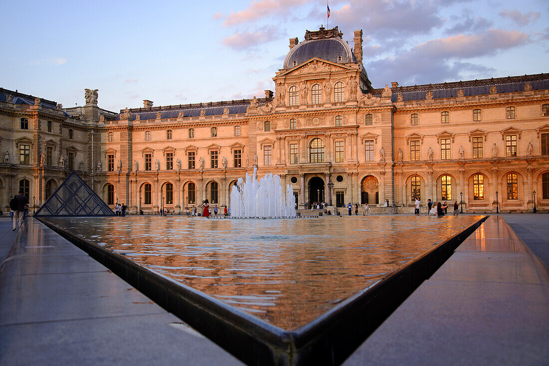 Louvre in the evening light, Paris, France, Europe