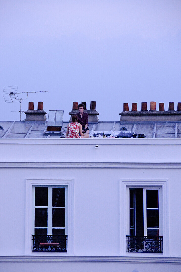 Rooftop picnic, Montmartre, Paris, France, Europe