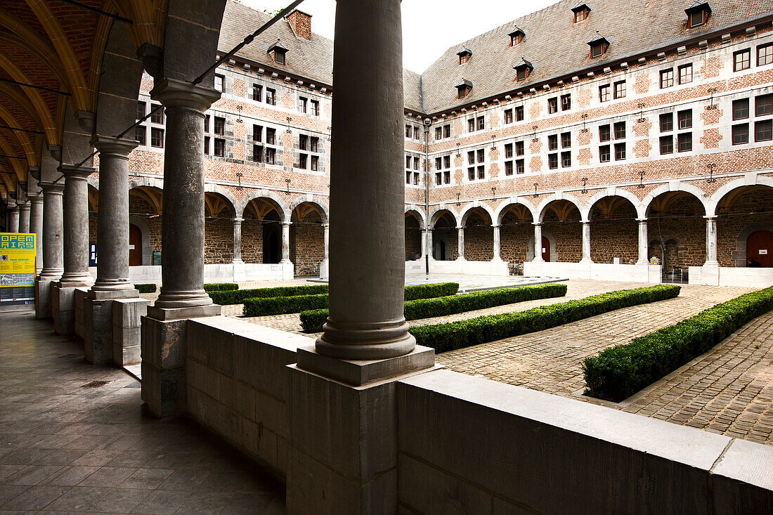 Inner courtyard, Musee de la Vie Wallone (ethnological museum), former monastery, Liege, Wallonia, Belgium
