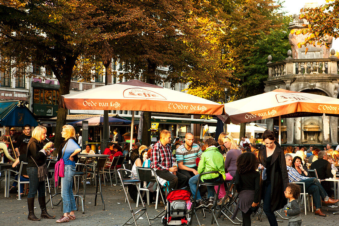 Cafe in Place du Marchee, Liege, Wallonia, Belgium