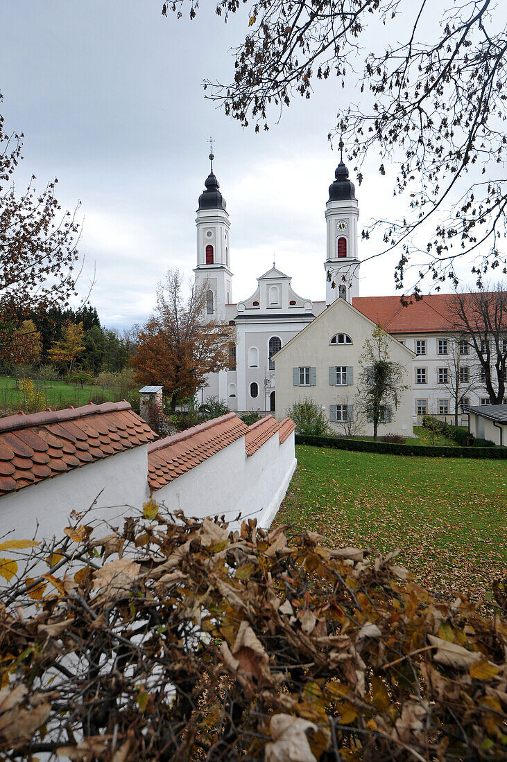 Inside Irsee Monastery near Kaufbeuren, Ostallgaeu, Swabia, Bavaria, Germany