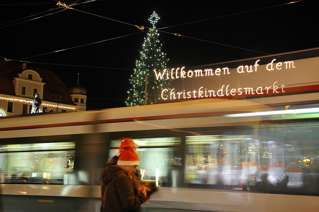 Christmas market on Rathaus square, Augsburg, Swabia, Bavaria, Germany