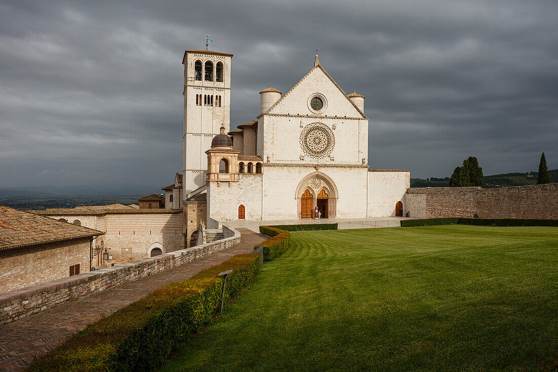 Basilika San Francesco, Assisi, UNESCO Weltkulturerbe, Franziskus von Assisi, Via Francigena di San Francesco, Franziskusweg, Assisi, Provinz Perugia, Umbrien, Italien, Europa