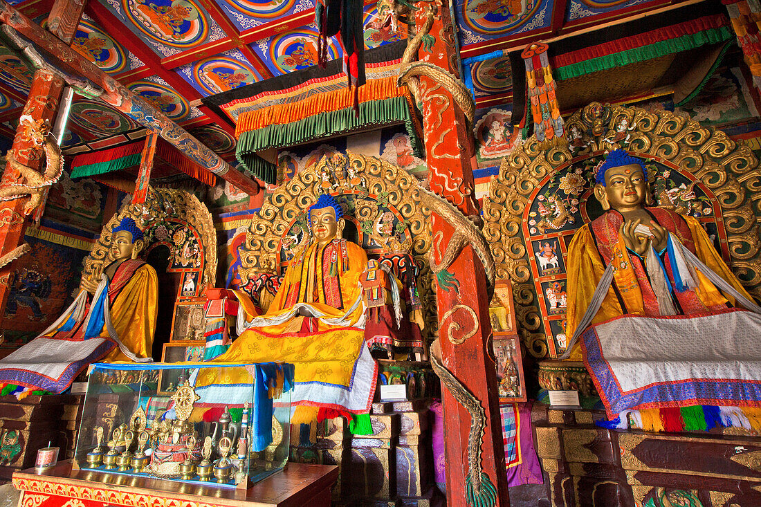 Kassapa, Shakymuni, and Maitreya Buddhas, Erdene Zuu Monastery near Kharakhorum, the ancient capital of Mongol empire, Mongolia