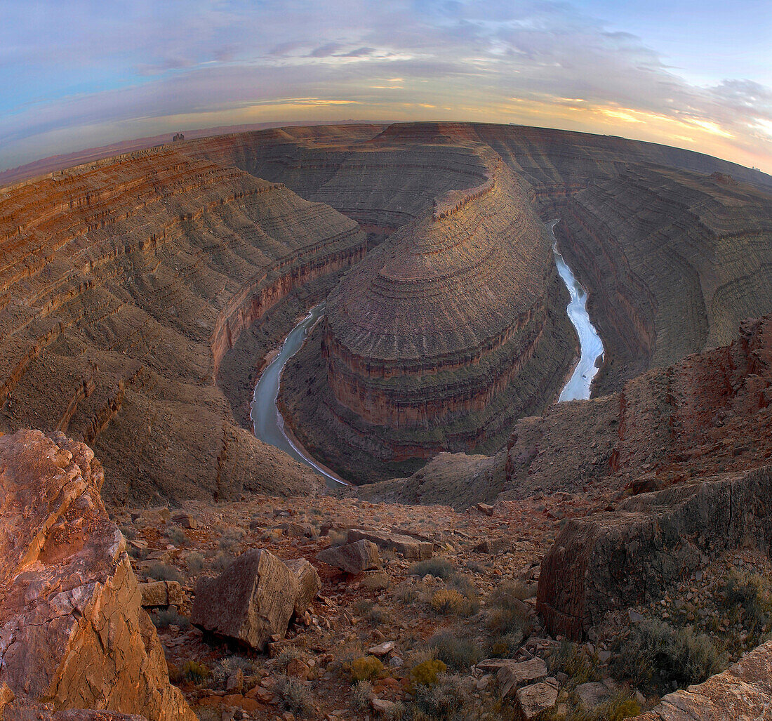 Eroded river valley, Goosenecks of San Juan River, Goosenecks State Park, Utah