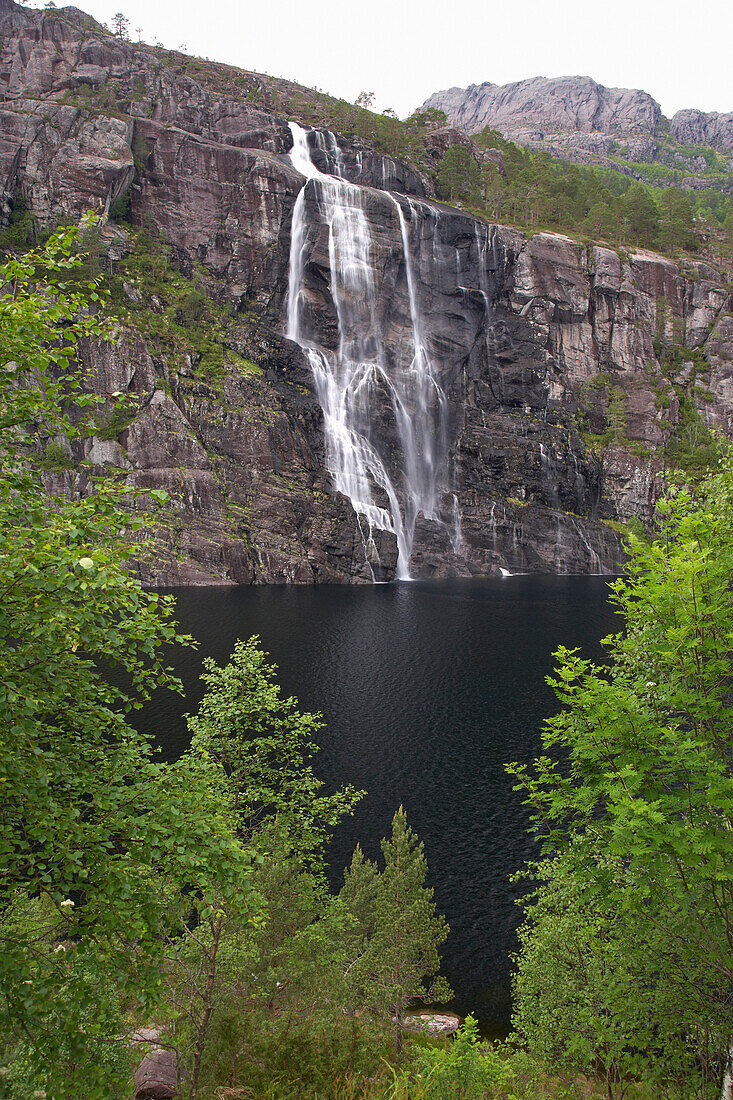 Waterfall at Ta, Norddalsfjorden, Province of Sogn og Fjordane, Vestlandet, Norway, Europe