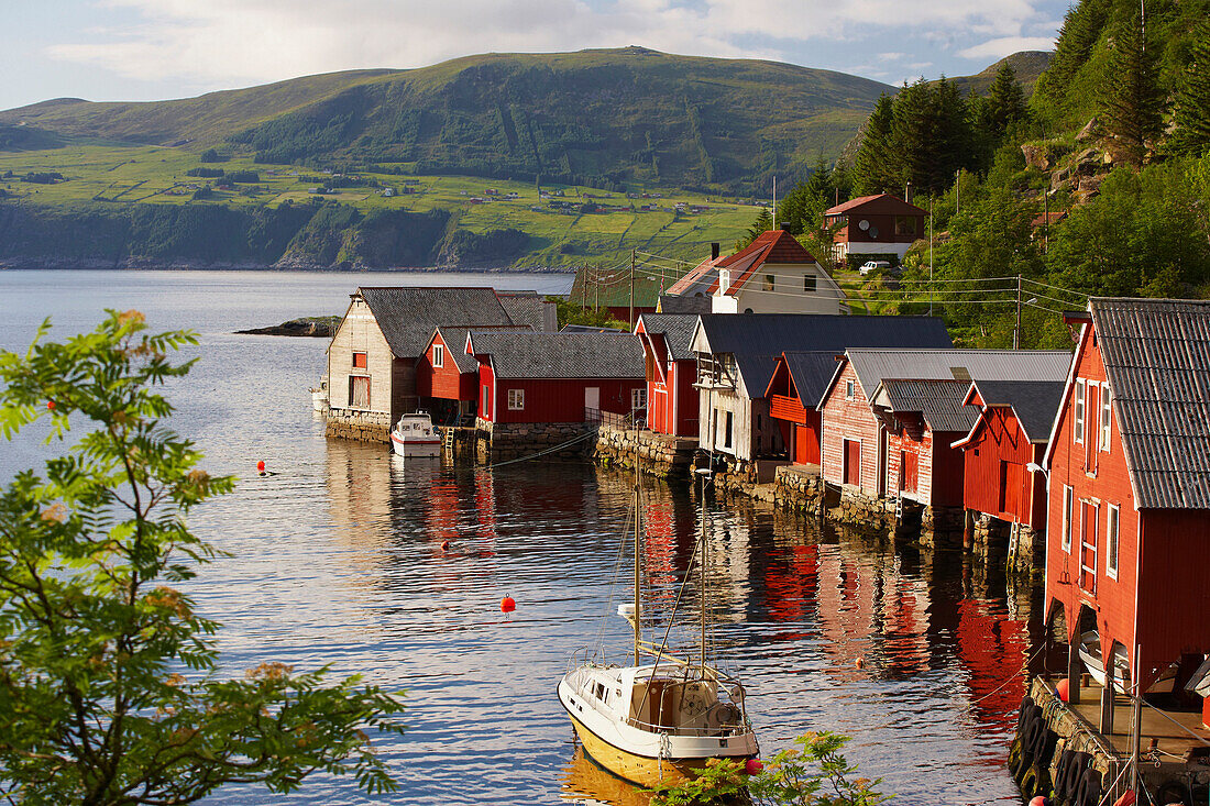 Little port of Torskangerpollen, Vagsoy Island, Province of Sogn og Fjordane, Vestlandet, Norway, Europe
