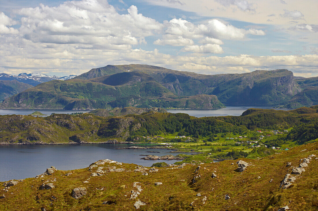 View towards Refvik, Vagsoy Island, Province of Sogn og Fjordane, Vestlandet, Norway, Europe