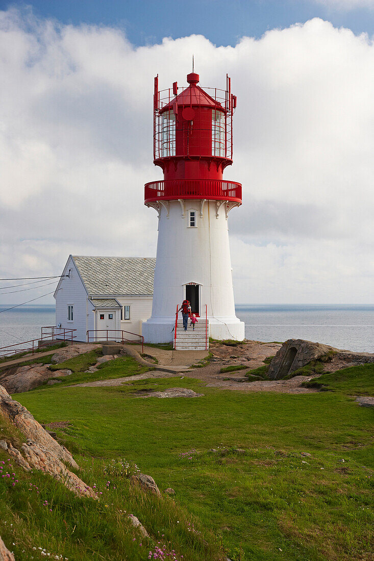 Lighthouse at Kap Lindesnes, Province of Vest-Agder, Soerlandet, Norway, Europe