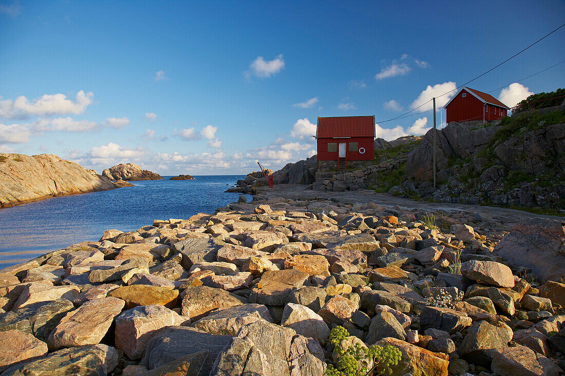 Haus an Felsenküste von Kap Lindesnes, Provinz Vest-Agder, Soerlandet, Norwegen, Europa
