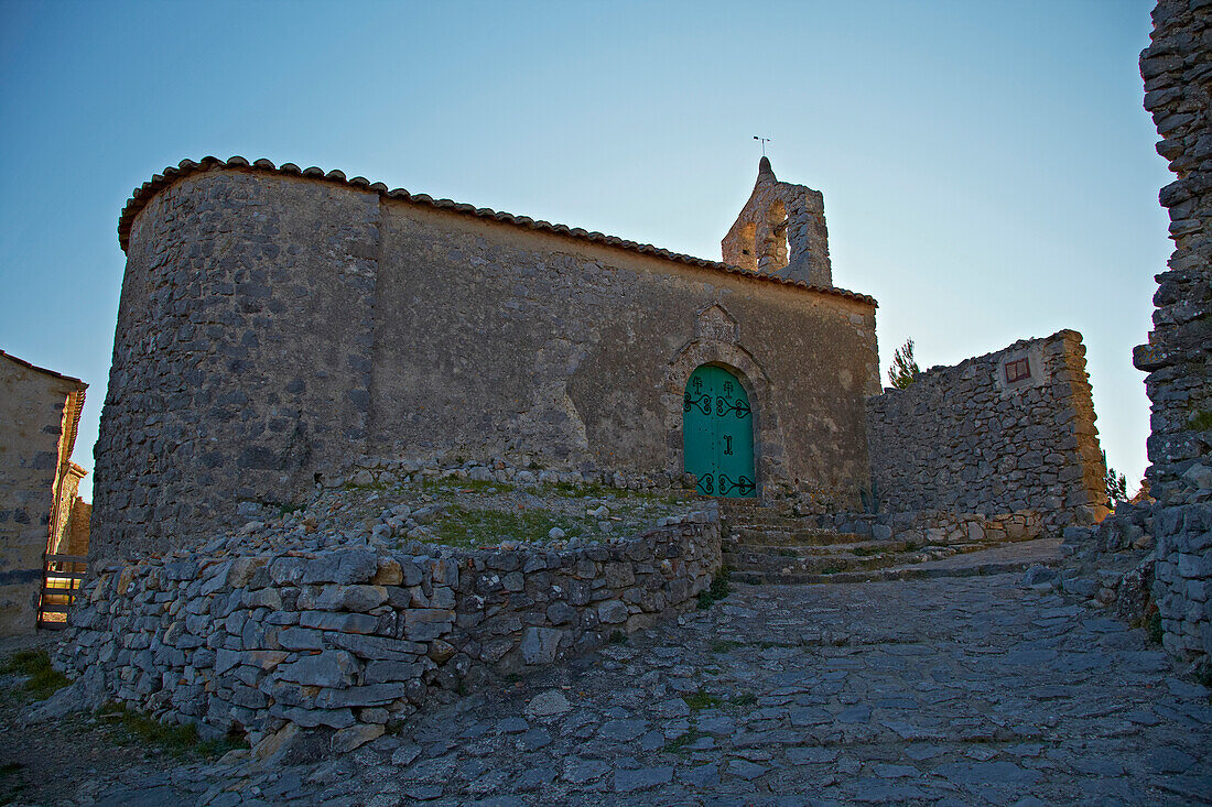 Périllos, Village ruiné, Corbières, Dept. Pyrénées-Orientales, Languedoc-Roussillon, Frankreich, Europa