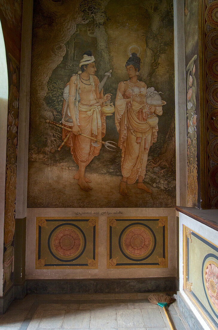 Wall painting, scene from the life of the Buddha, Kelaniya Raja Maha Vihara, buddhist temple, Colombo, Sri Lanka