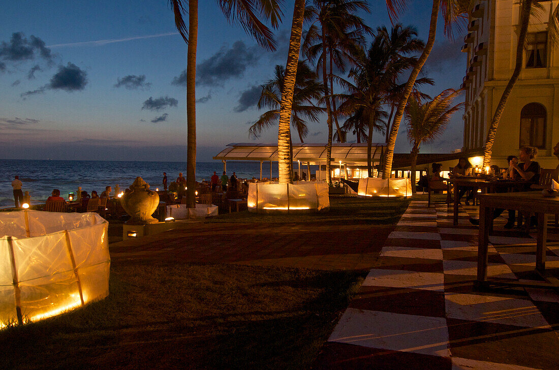 Visitors in the Poolside Bar and Terrace at the Galle Face Hotel, Colombo, Sri Lanka