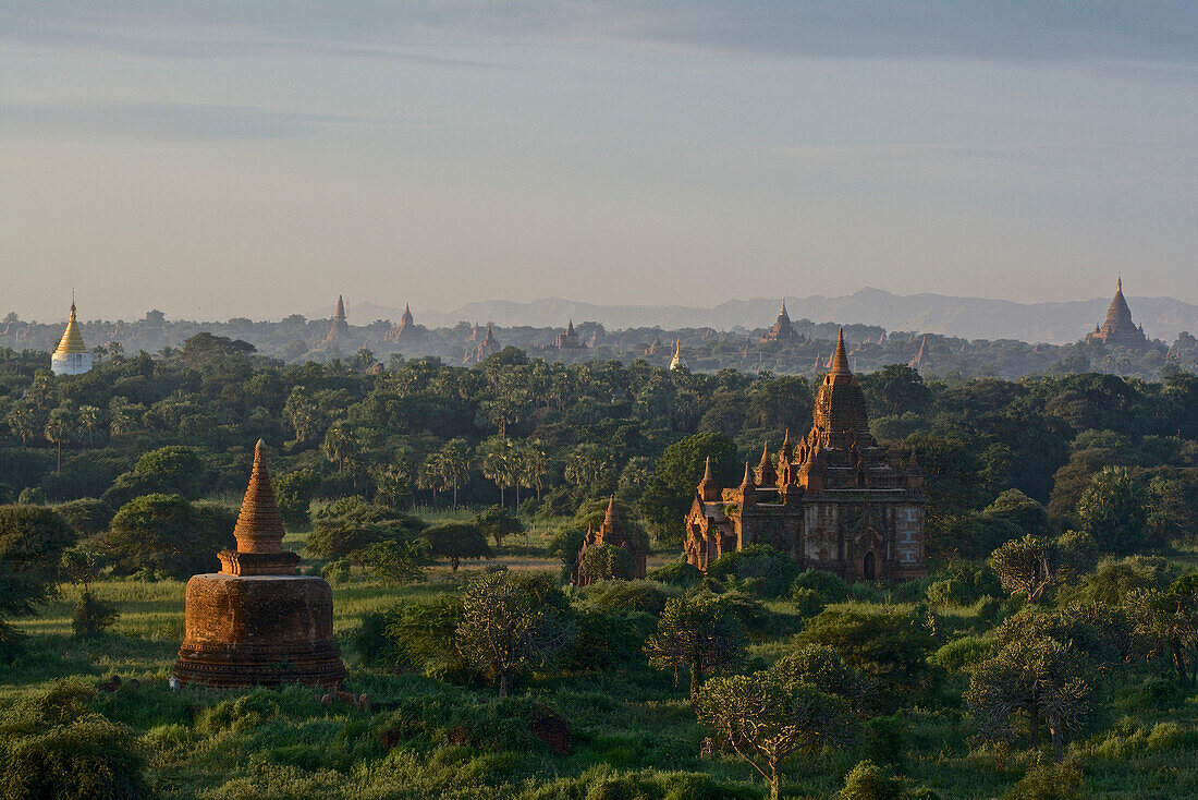 Sunrise at the pagodas at Old Bagan, Myanmar, Burma