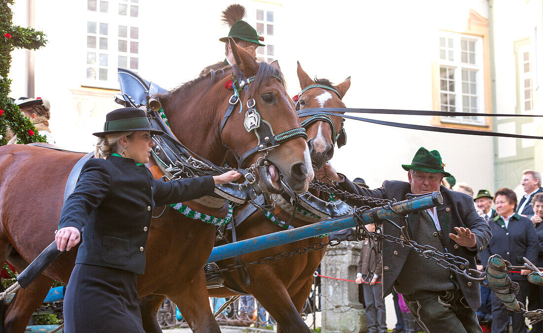 Procession in honour of St. Leonard in Benediktbeuern, Bad Toelz, Wolfratshausen, Upper Bavaria, Bavaria, Germany