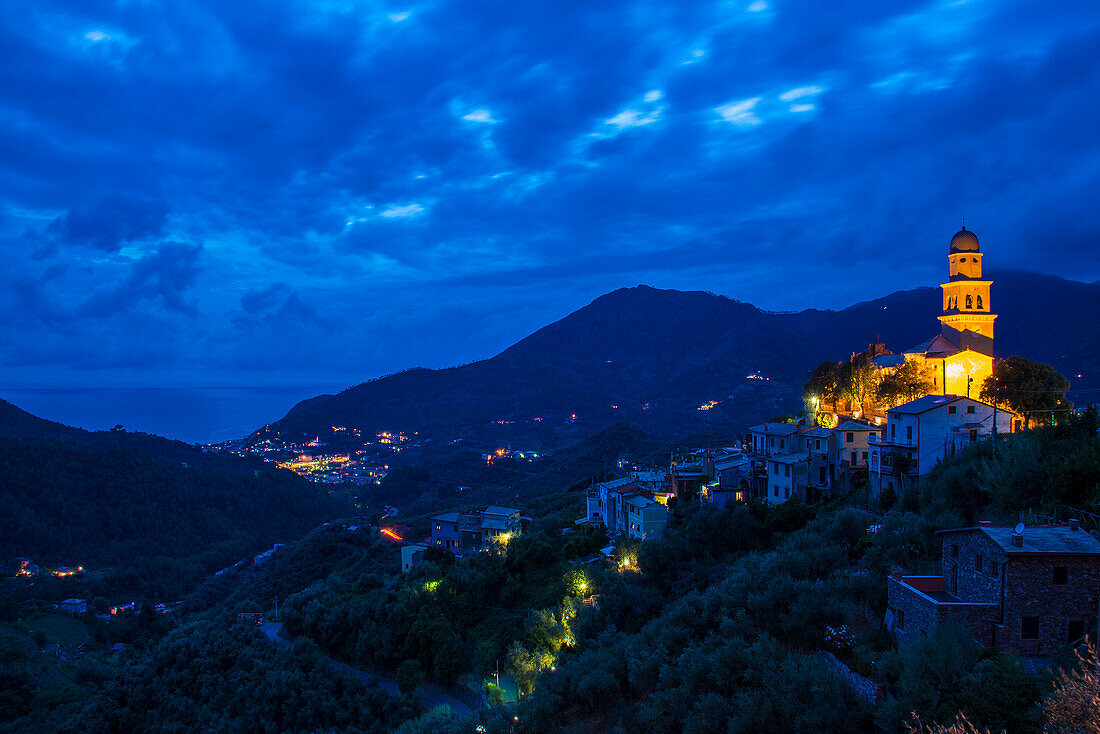 Legnaro at night, Levanto, province of La Spezia, Italian Riviera, Liguria, Italia