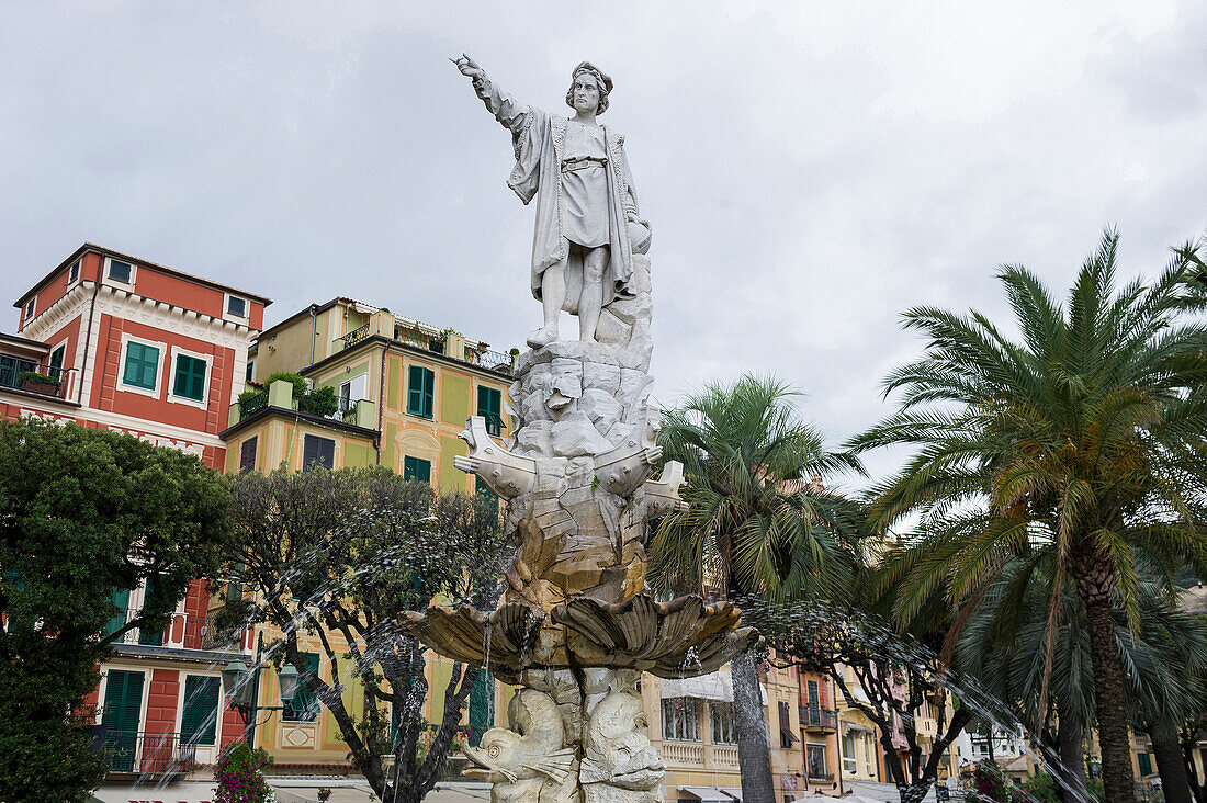 Statue of Christopher Columbus, Santa Margherita Ligure, province of Genua, Italian Riviera, Liguria, Italy