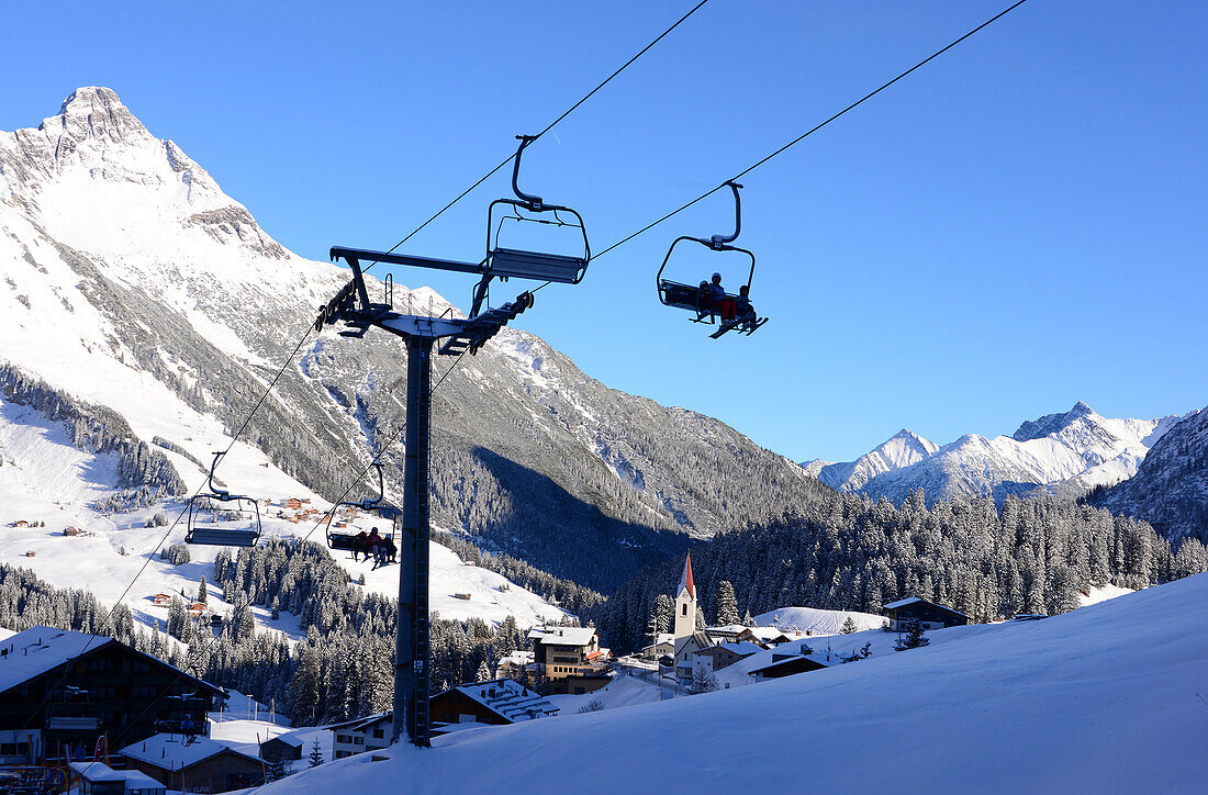 Skiing resort of Warth in Arlberg, Winter in Vorarlberg, Austria