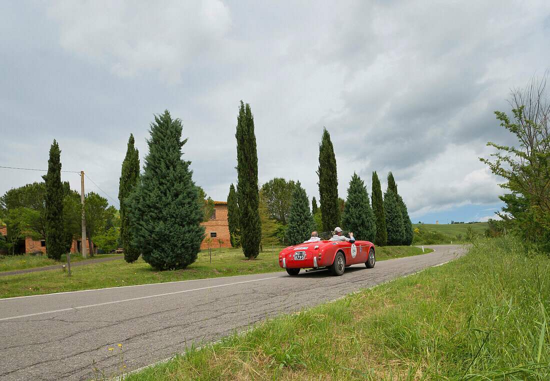 S.I.A.T.A., Daina Gran Sport Spider, Bj. 1952, Mille Miglia, 1000 Miglia in der Toskana, bei San Quirico d'Orcia, Toskana, Italien, Europa