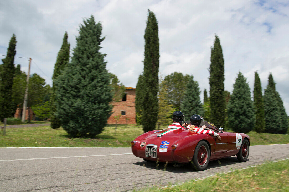 Ermini, 1100 Sport, Bj. 1952, Mille Miglia, 1000 Miglia in der Toskana, bei San Quirico d'Orcia, Toskana, Italien, Europa