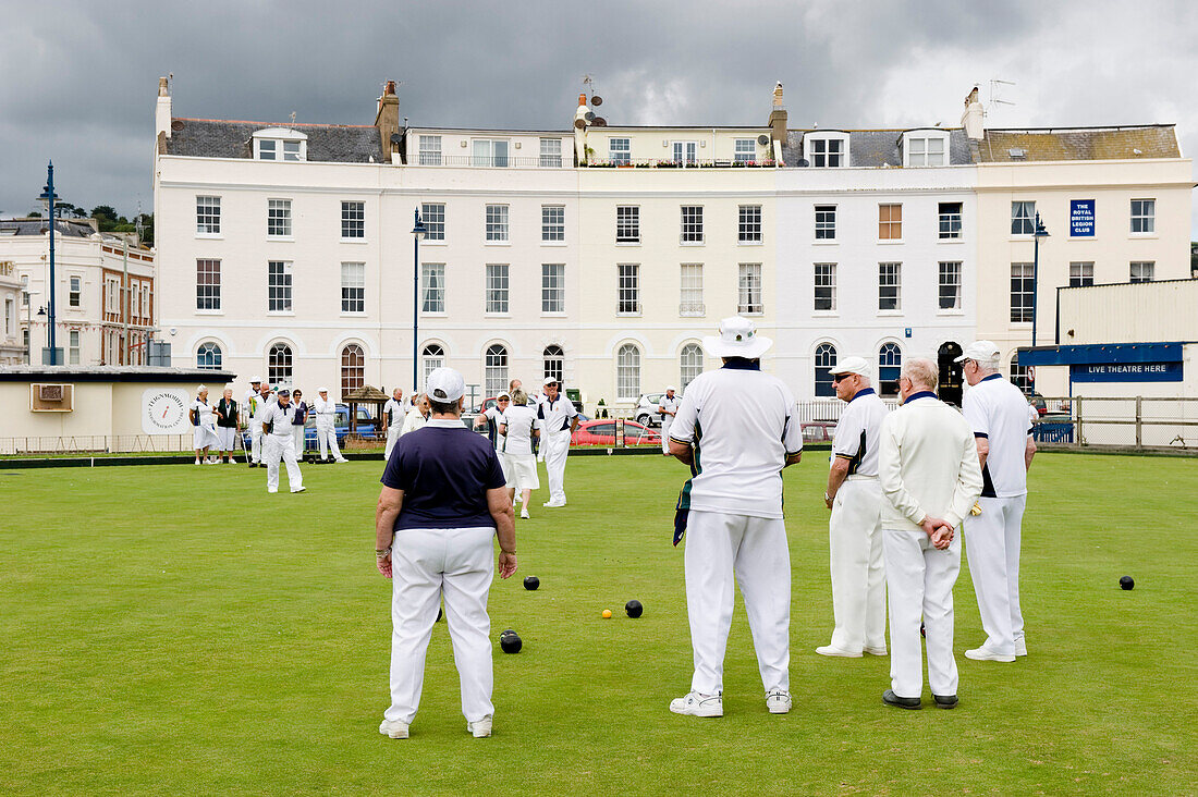 Bowls match, Teignmouth, Devon, South West England, England, Great Britain