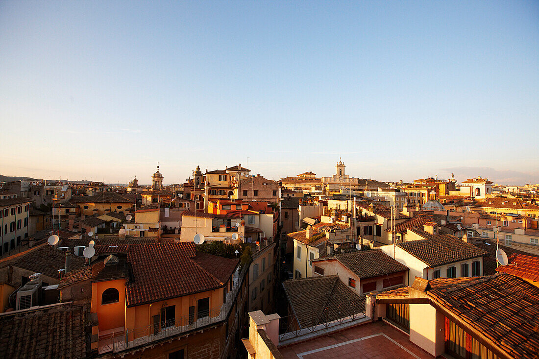 View from Hotel Albergo del Senato near Pantheon over the roofs of Rome, Rome, Lazio, Italy