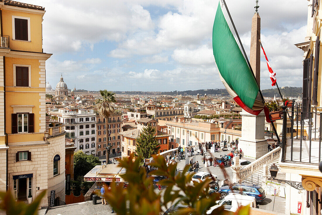 Blick vom Hotel Hassler aus auf die Plattform der Spanischen Treppe, Piazza delle Spangna, Rom, Latium, Italien