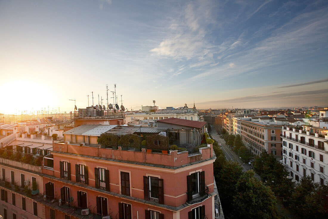 Blick von der Terrasse des Grand Hotel Flora, Rom, Latium, Italien