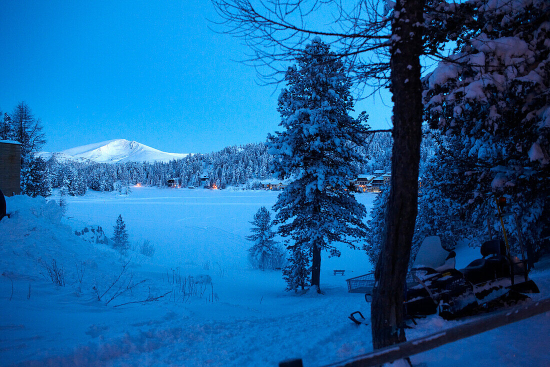 Lake Turracher See in the evening, Turracherhoehe, Carinthia, Austria