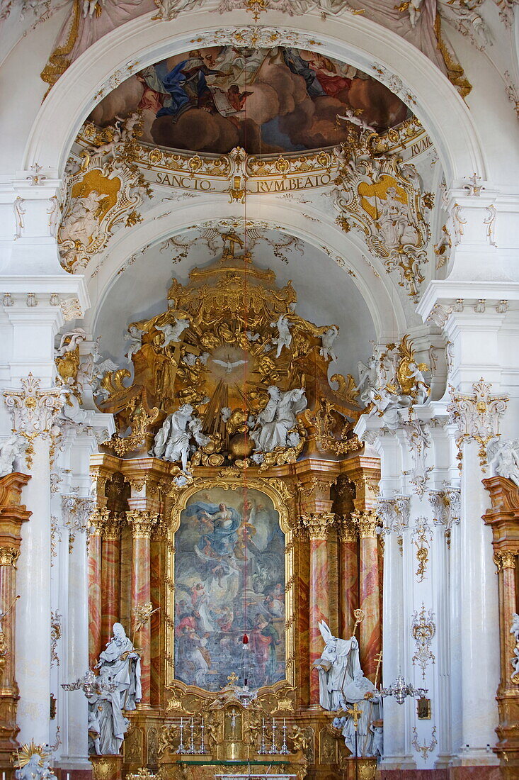 Interior of the priory of St. Mary, Diessen, Upper Bavaria, Bavaria, Germany