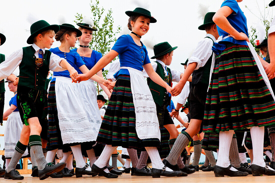 Bavarian folk dancers, Dietramszell, Upper Bavaria, Bavaria, Germany
