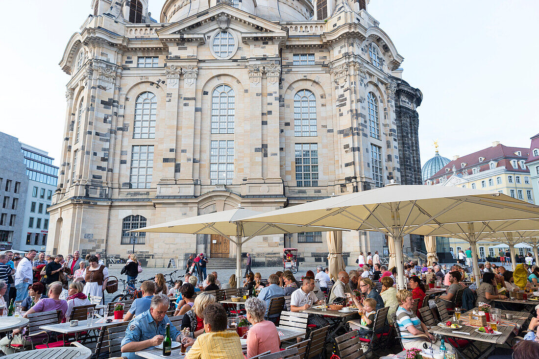 Pavement cafe near Frauenkirche, Dresden, Saxony, Germany