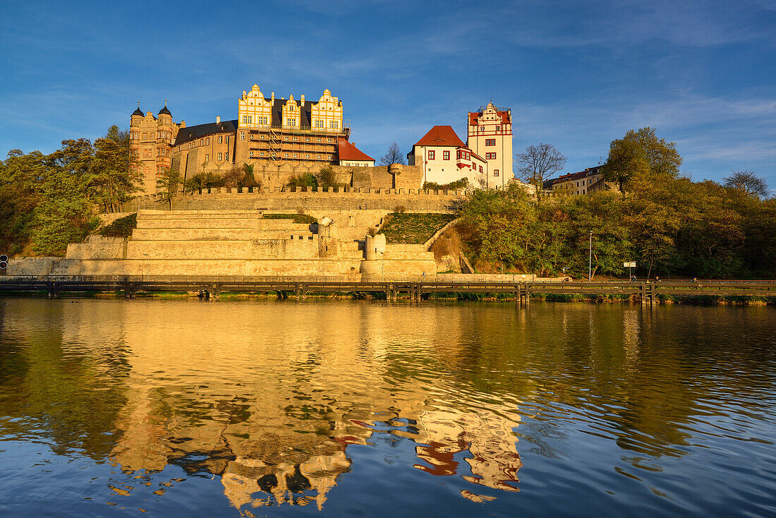 Bernburg Castle above the river Saale, Bernburg, Saxony-Anhalt, Germany