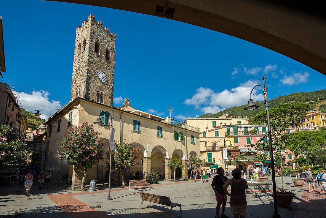 Glockenturm, Monterosso al Mare, Cinque Terre, La Spezia, Ligurien, Italien