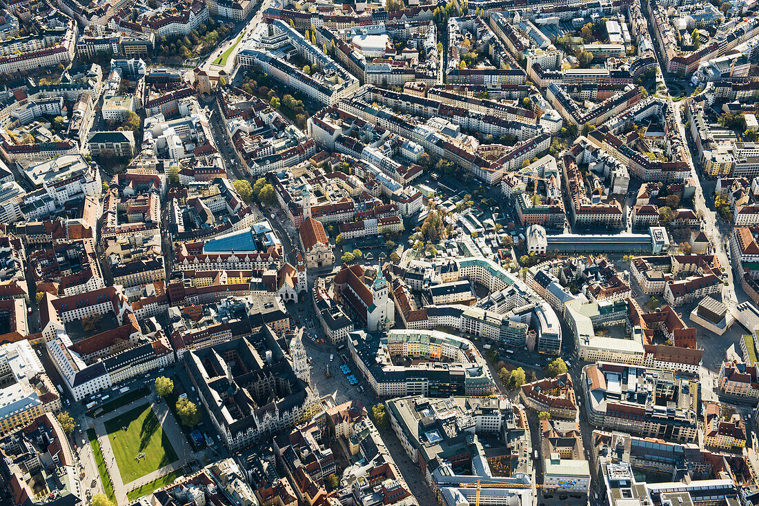 Aerial view of the center, Munich, Bavaria, Germany