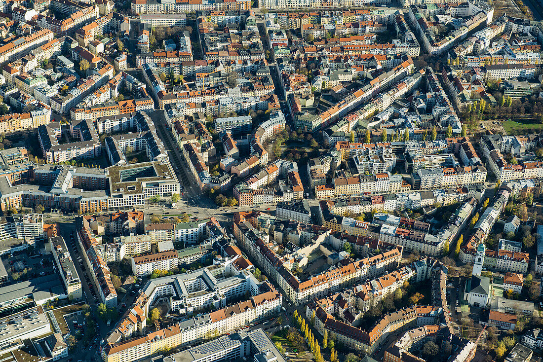 Luftaufnahme von Haidhausen, München, Bayern, Deutschland