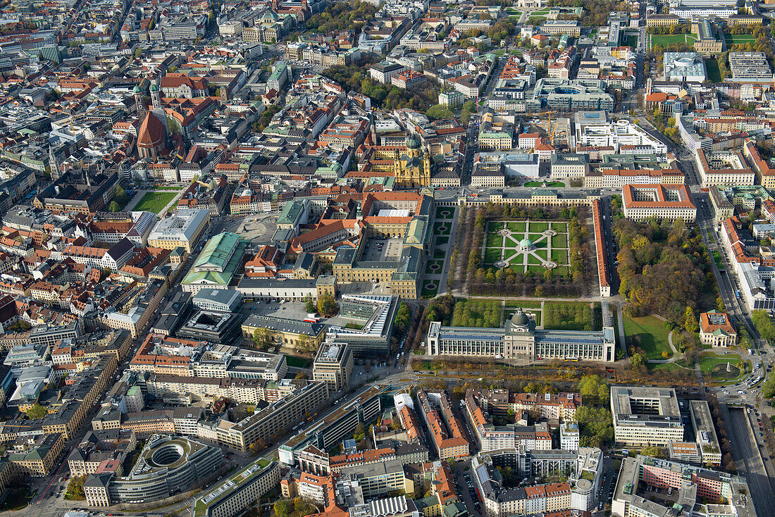 Aerial view of the center of Munich, Bavaria, Germany