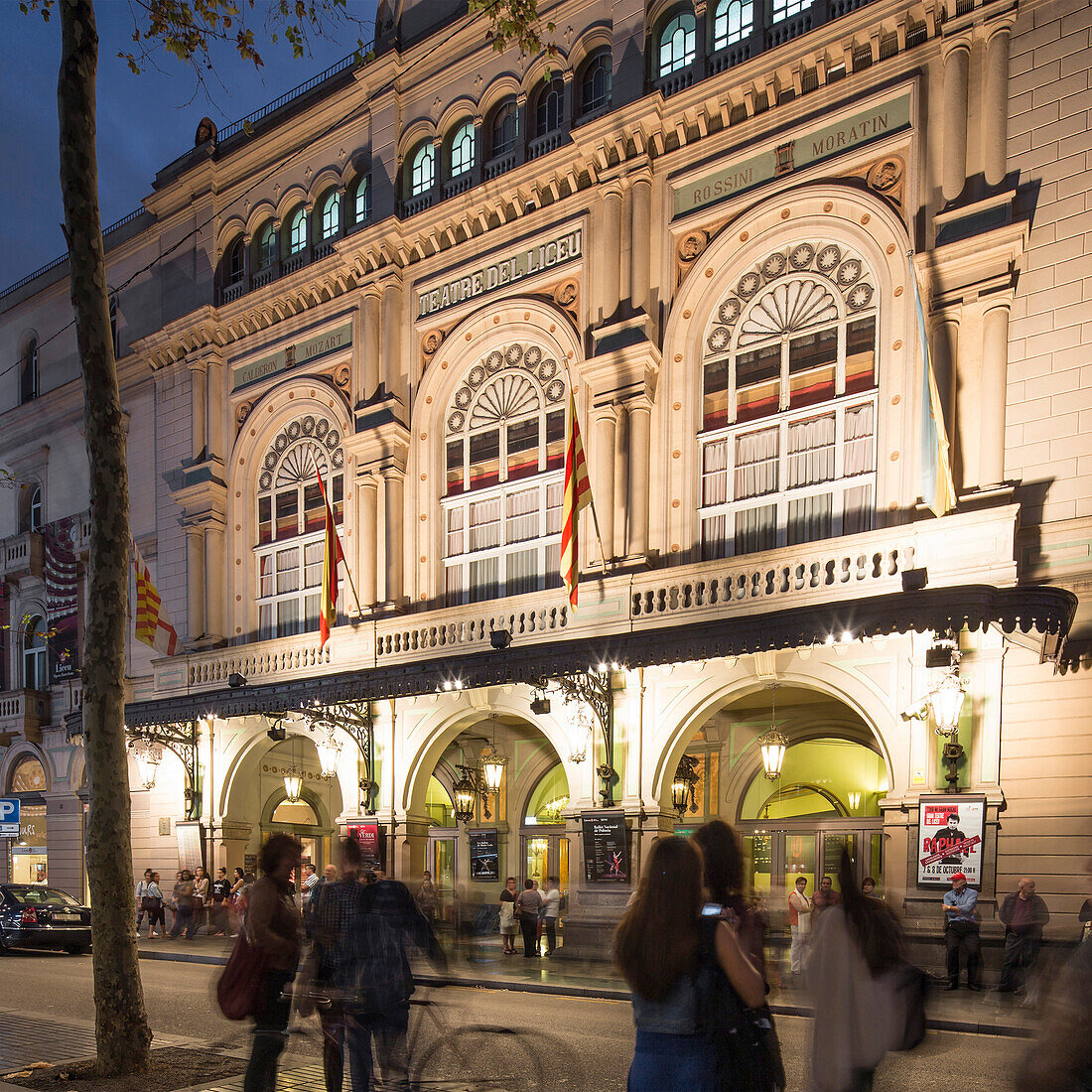 Gran Teatre del Liceu in the evening light, Opera House, La Rambla, Barcelona, Spain