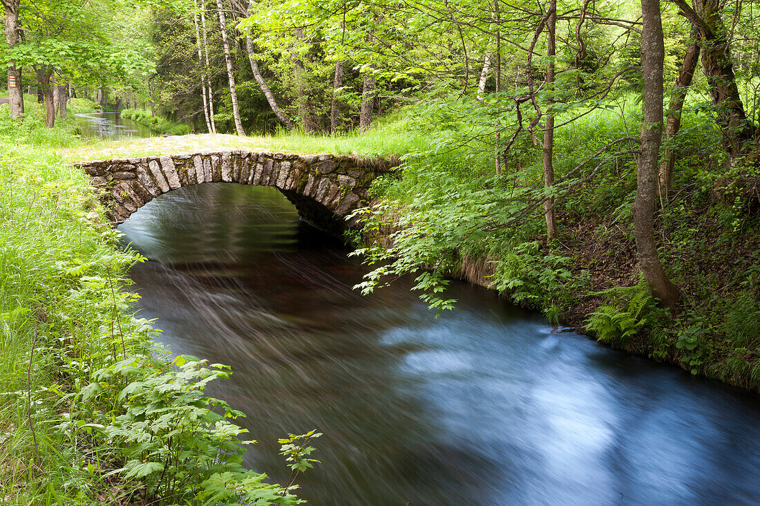 Tettauer Schwemmkanal, Brücke, Sumava Nationalpark, Böhmerwald, Tschechien