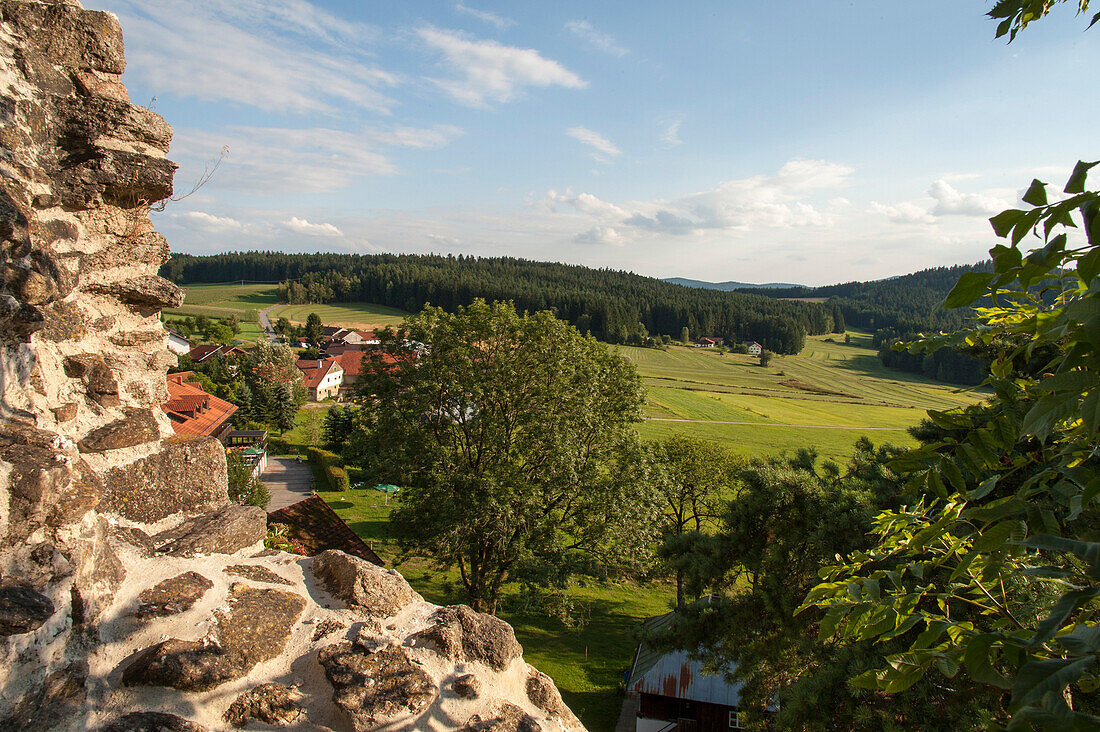 view from Weissenstein ruins, Pfahl, Bavarian Forest, Bavaria, Germany