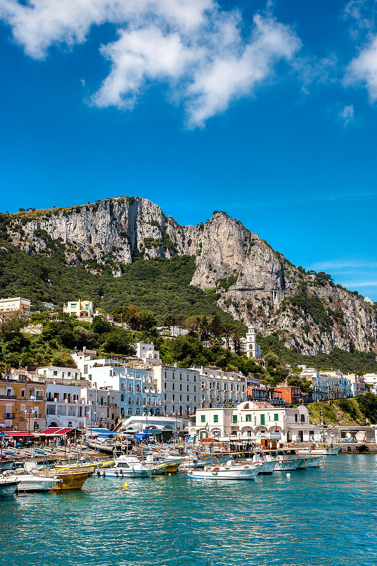 Boats in the harbour, Marina Grande, Capri, Bay of Naples, Campania, Italy