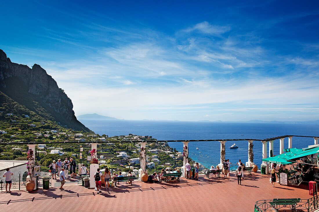 View from the Piazetta towards the sea, Capri, Bay of Naples, Campania, Italy