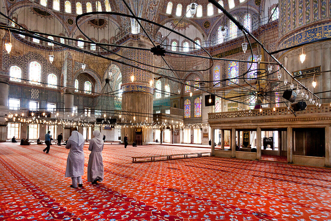 Innenansicht, Blaue Moschee, Sultan Ahmed Moschee, Istanbul, Türkei